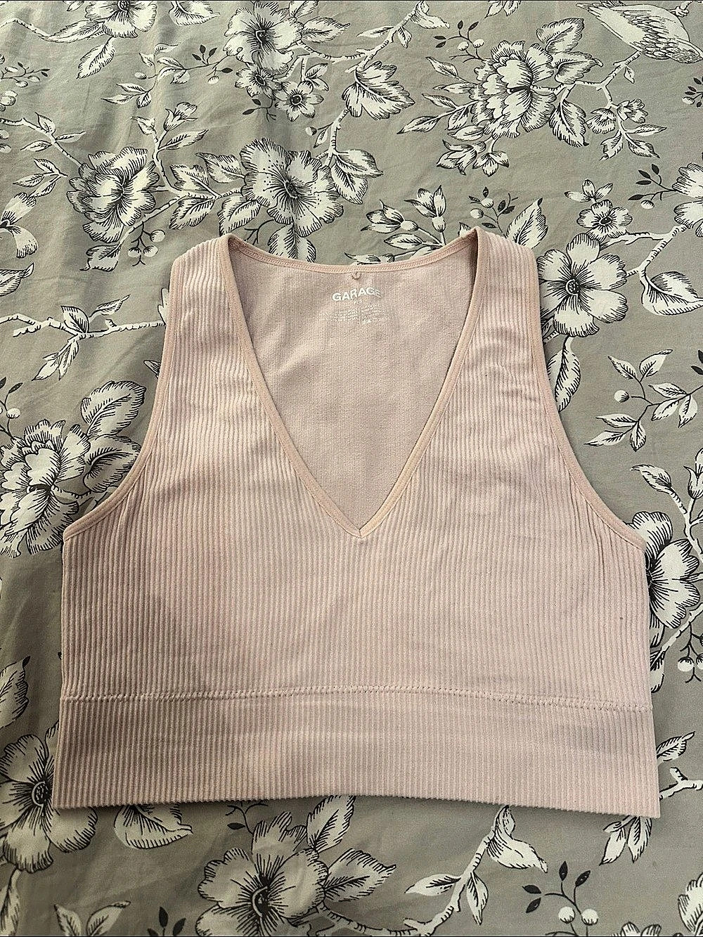 Garage Pink ribbed crop top
